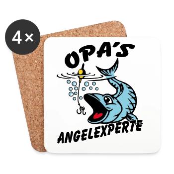 Opa's Angelexperte - Angeln mit Opa - Untersetzer (4er-Set) - Weiß - Vorne