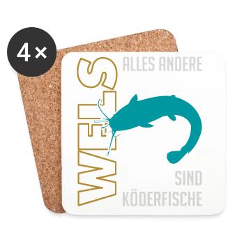 Angeln Waller fischen Sportfischen auf Wels - Untersetzer (4er-Set) - Weiß - Vorne
