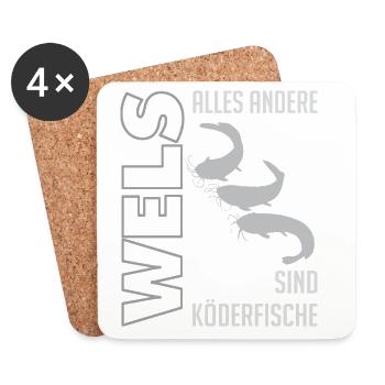 Wels angeln Waller fischen Sportfischen auf Wels - Untersetzer (4er-Set) - Weiß - Vorne