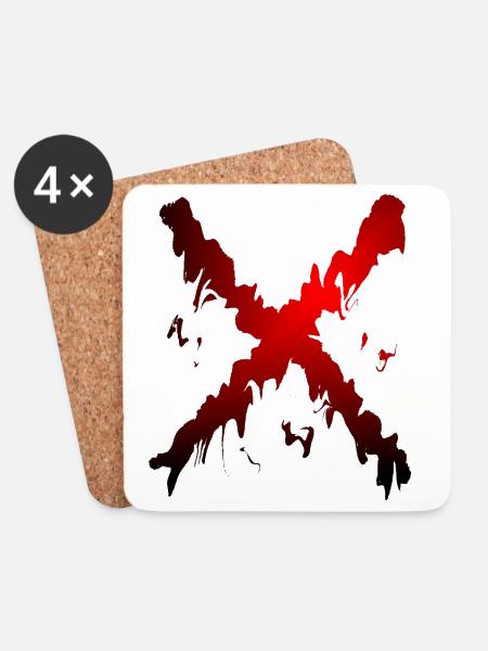 X Desing rot schwarz - Untersetzer (4er-Set) - Weiß