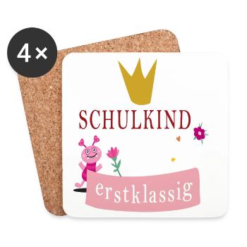 Schulkind erstklassig - Untersetzer (4er-Set) - Weiß - Vorne
