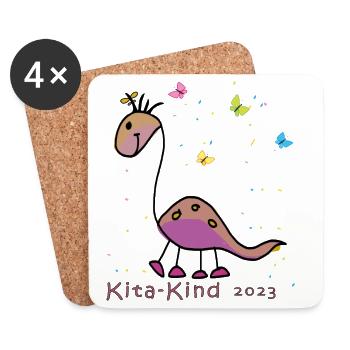 Kindergarten 2023 - Untersetzer (4er-Set) - Weiß - Vorne