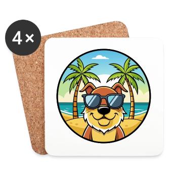 Berger De Beauce Hunderasse Cartoon Sonnenbrille Strand - Untersetzer (4er-Set) - Weiß - Vorne