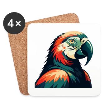 Parrot Cartoon Character Colorful Pet Animal - Coasters (set of 4) - white - Front