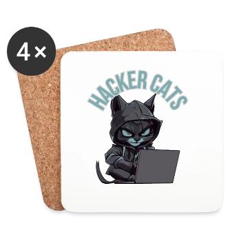 Hacker cats - Untersetzer (4er-Set) - Weiß - Vorne