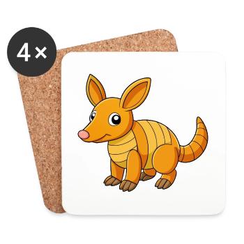 Aardvark Mascotte mignonne Personnage de dessin animé Kawaii - Dessous de verre (lot de 4) - blanc - Devant