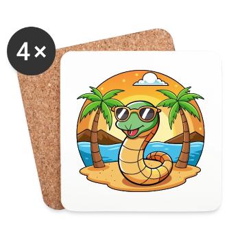 Schlange Lustige Cartoon Sommer Strand Sonnenbrille - Untersetzer (4er-Set) - Weiß - Vorne