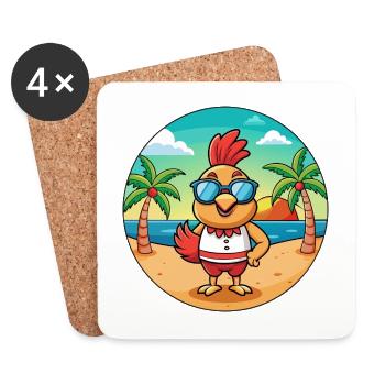 Hahn Lustige Cartoon Sommer Strand Sonnenbrille - Untersetzer (4er-Set) - Weiß - Vorne