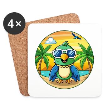 Lunettes de soleil Parrot Funny Cartoon Summer Beach - Dessous de verre (lot de 4) - blanc - Devant