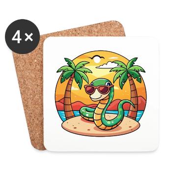 Schlange Lustige Cartoon Sommer Strand Sonnenbrille - Untersetzer (4er-Set) - Weiß - Vorne