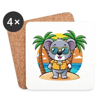 Koala Lustige Cartoon Sommer Strand Sonnenbrille - Untersetzer (4er-Set) - Weiß - Vorne
