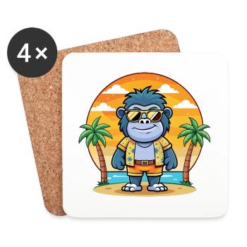 Gorilla Lustige Cartoon Sommer Strand Sonnenbrille - Untersetzer (4er-Set) - Weiß - Vorne