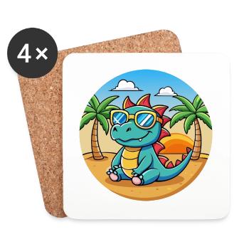 Dragon Funny Cartoon Lunettes de soleil de plage d’été - Dessous de verre (lot de 4) - blanc - Devant