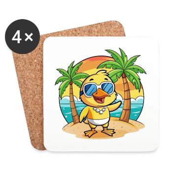 Duck Funny Cartoon Summer Beach Sunglasses - Coasters (set of 4) - white - Front