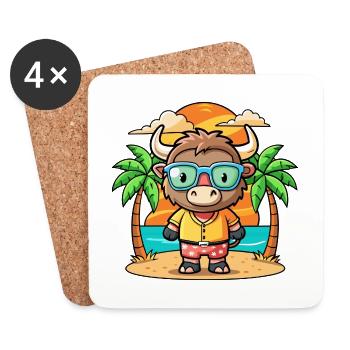 Buffalo Lustige Cartoon Sommer Strand Sonnenbrille - Untersetzer (4er-Set) - Weiß - Vorne