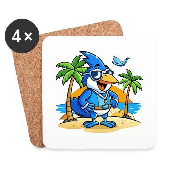Blue Jay Lustige Cartoon Sommer Strand Sonnenbrille - Untersetzer (4er-Set) - Weiß - Vorne