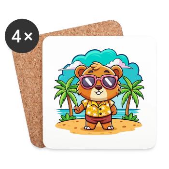Bär Lustige Cartoon Sommer Strand Sonnenbrille - Untersetzer (4er-Set) - Weiß - Vorne