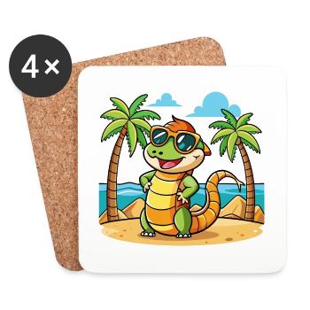 Anaconda Funny Cartoon Summer Beach Sunglasses - Coasters (set of 4) - white - Front