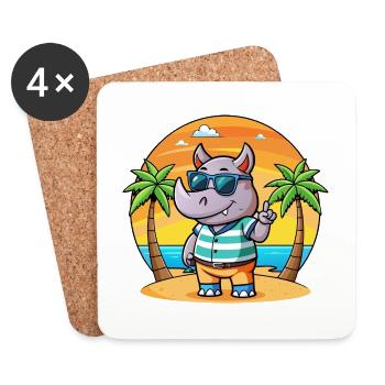 Rhino Lustige Cartoon Sommer Strand Sonnenbrille - Untersetzer (4er-Set) - Weiß - Vorne