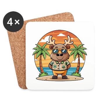 Elch Lustige Cartoon Sommer Strand Sonnenbrille - Untersetzer (4er-Set) - Weiß - Vorne