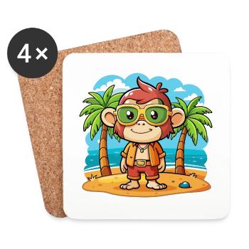 Affe Lustige Cartoon Sommer Strand Sonnenbrille - Untersetzer (4er-Set) - Weiß - Vorne