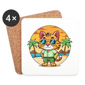 Lynx Lustige Cartoon Sommer Strand Sonnenbrille - Untersetzer (4er-Set) - Weiß - Vorne