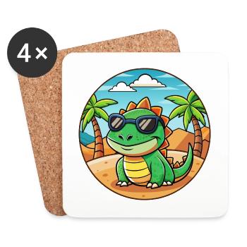 Lizard Lustige Cartoon Sommer Strand Sonnenbrille - Untersetzer (4er-Set) - Weiß - Vorne
