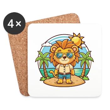 Lunettes de soleil de plage d’été Lion Funny Cartoon - Dessous de verre (lot de 4) - blanc - Devant