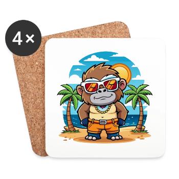 Gorilla Lustige Cartoon Sommer Strand Sonnenbrille - Untersetzer (4er-Set) - Weiß - Vorne