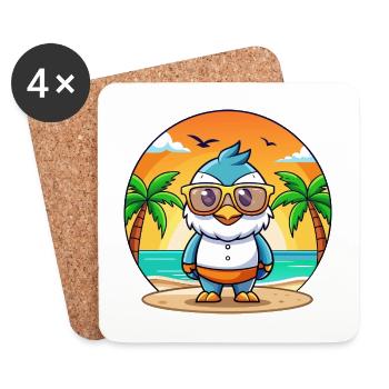 Lunettes de soleil Falcon Funny Cartoon Summer Beach - Dessous de verre (lot de 4) - blanc - Devant
