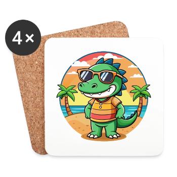 Krokodil Lustige Cartoon Sommer Strand Sonnenbrille - Untersetzer (4er-Set) - Weiß - Vorne