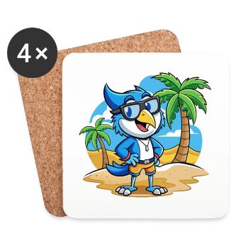 Blue Jay Lustige Cartoon Sommer Strand Sonnenbrille - Untersetzer (4er-Set) - Weiß - Vorne
