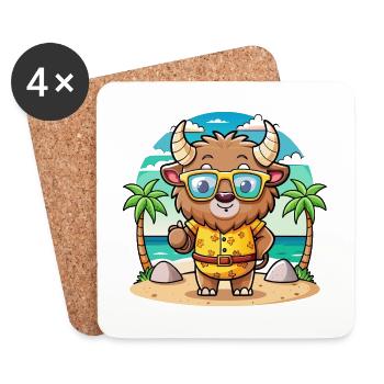 Bison Lustige Cartoon Sommer Strand Sonnenbrille - Untersetzer (4er-Set) - Weiß - Vorne
