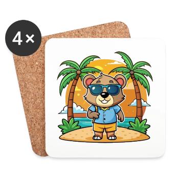 Bär Lustige Cartoon Sommer Strand Sonnenbrille - Untersetzer (4er-Set) - Weiß - Vorne