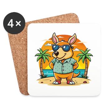 Aardvark Drôle Dessin Animé Été Plage Lunettes de soleil - Dessous de verre (lot de 4) - blanc - Devant