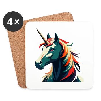 Einhorn Cartoon Figur Buntes Haustier Tier - Untersetzer (4er-Set) - Weiß - Vorne