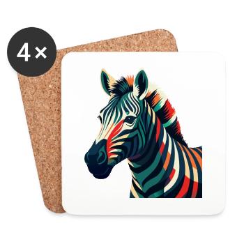 Zebra Cartoon Figur Buntes Haustier Tier - Untersetzer (4er-Set) - Weiß - Vorne