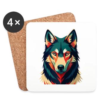 Wolf Cartoon Figur Buntes Haustier Tier - Untersetzer (4er-Set) - Weiß - Vorne