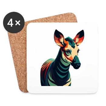 Okapi Zeichentrickfigur Buntes Haustier Tier - Untersetzer (4er-Set) - Weiß - Vorne