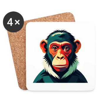 Singe Dessin Animé Personnage Animal De Compagnie Coloré - Dessous de verre (lot de 4) - blanc - Devant