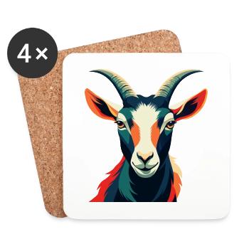 Goat Cartoon Character Colorful Pet Animal - Coasters (set of 4) - white - Front