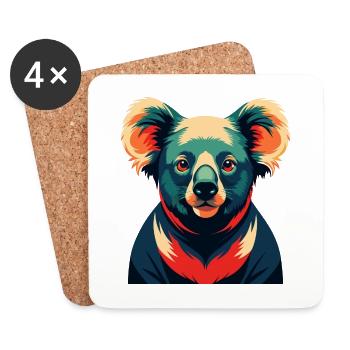 Koala Zeichentrickfigur Buntes Haustier Tier - Untersetzer (4er-Set) - Weiß - Vorne