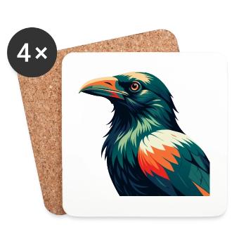 Crow Cartoon Character Colorful Pet Animal - Coasters (set of 4) - white - Front