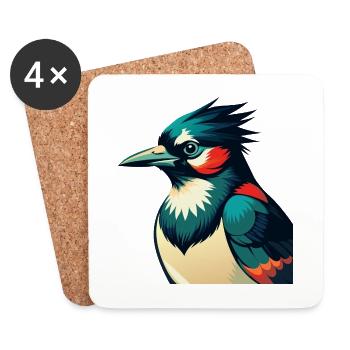Blauhäher Zeichentrickfigur Buntes Haustier Tier - Untersetzer (4er-Set) - Weiß - Vorne