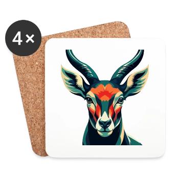 Antilope Zeichentrickfigur Buntes Haustier Tier - Untersetzer (4er-Set) - Weiß - Vorne