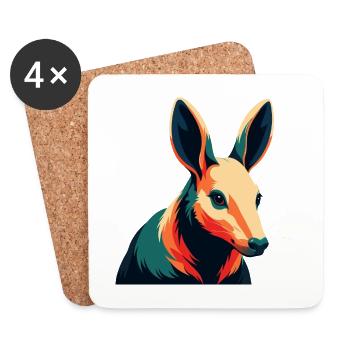 Aardvark Personnage De Dessin Animé Animal De Compagnie Coloré - Dessous de verre (lot de 4) - blanc - Devant