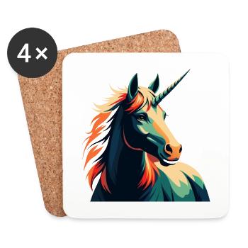 Einhorn Cartoon Figur Buntes Haustier Tier - Untersetzer (4er-Set) - Weiß - Vorne