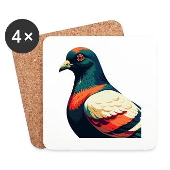 Pigeon Cartoon Character Colorful Pet Animal - Coasters (set of 4) - white - Front