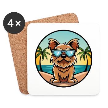 Brüsseler Griffon Hunderasse Cartoon Sonnenbrille Strand - Untersetzer (4er-Set) - Weiß - Vorne