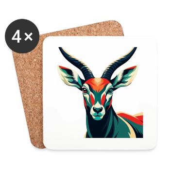 Antilope Zeichentrickfigur Buntes Haustier Tier - Untersetzer (4er-Set) - Weiß - Vorne